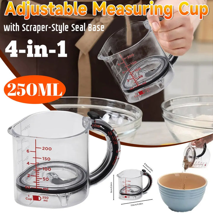 4-In-1 Adjustable Measuring Cup Multi-Functional Measuring Cup With Scraper-Style Seal Base Measuring's Cube Cups For Cooking Online Shopping