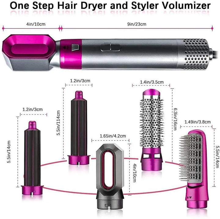 5 in 1 Multifunctional Hair Dryer Styling Tool, Detachable 5-in-1 Multi-Head Hot Air Comb, The Negative Ion Automatic Suction Hair Curler yxrqxm-xb