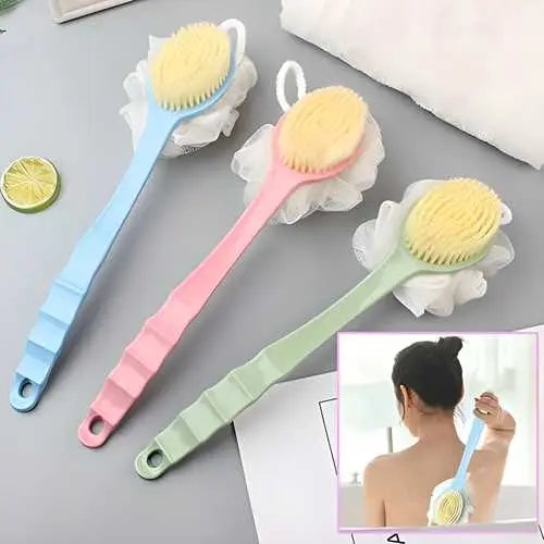 Arcreactor Zone 2 IN 1 loofah with handle, Bath Brush, back scrubber, Bath Brush with Soft Comfortable Bristles And Loofah with handle, Double Sided Bath Brush Scrubber for bathing(Pack of 2) yxrqxm-xb