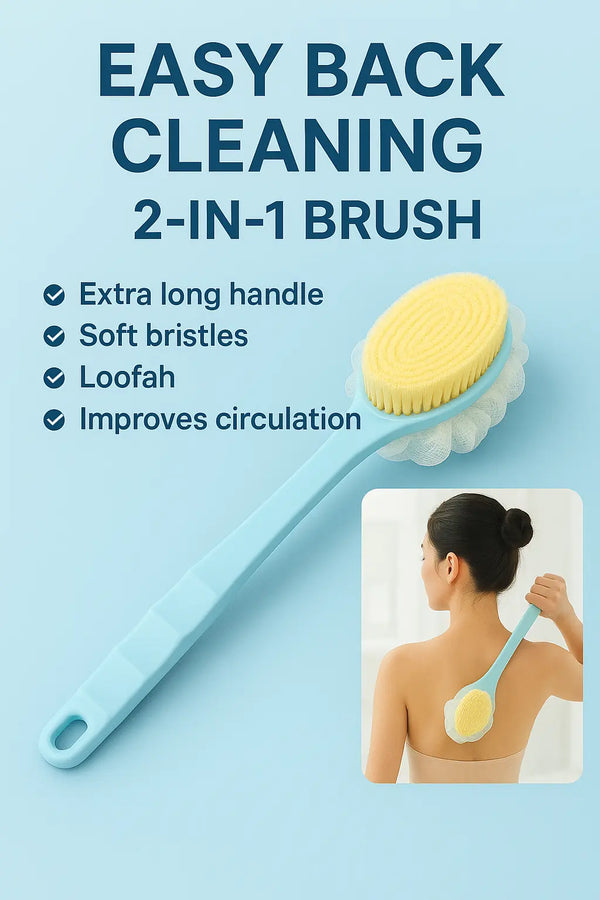 Arcreactor Zone 2 IN 1 loofah with handle, Bath Brush, back scrubber, Bath Brush with Soft Comfortable Bristles And Loofah with handle, Double Sided Bath Brush Scrubber for bathing(Pack of 2) yxrqxm-xb