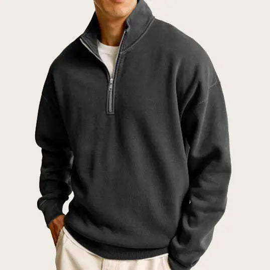 Men's Casual Half Zipped Stand Collar Long-sleeved Sweater My Store