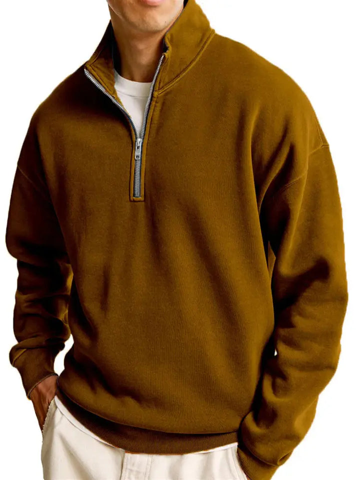 Men's Casual Half Zipped Stand Collar Long-sleeved Sweater My Store