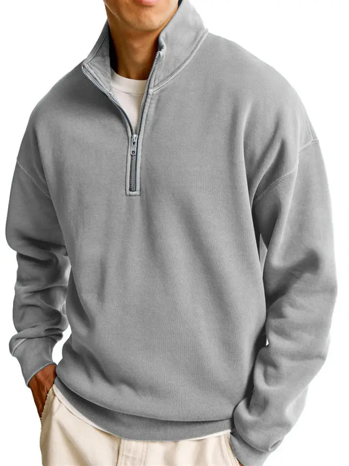 Men's Casual Half Zipped Stand Collar Long-sleeved Sweater My Store