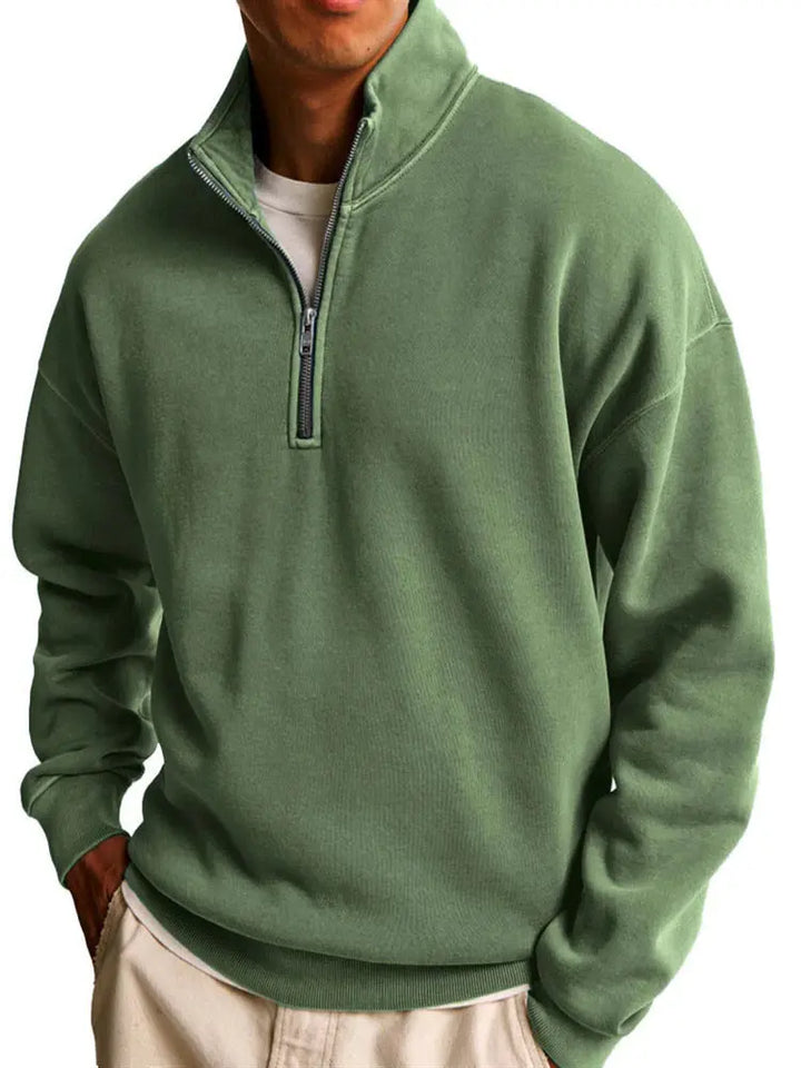 Men's Casual Half Zipped Stand Collar Long-sleeved Sweater My Store