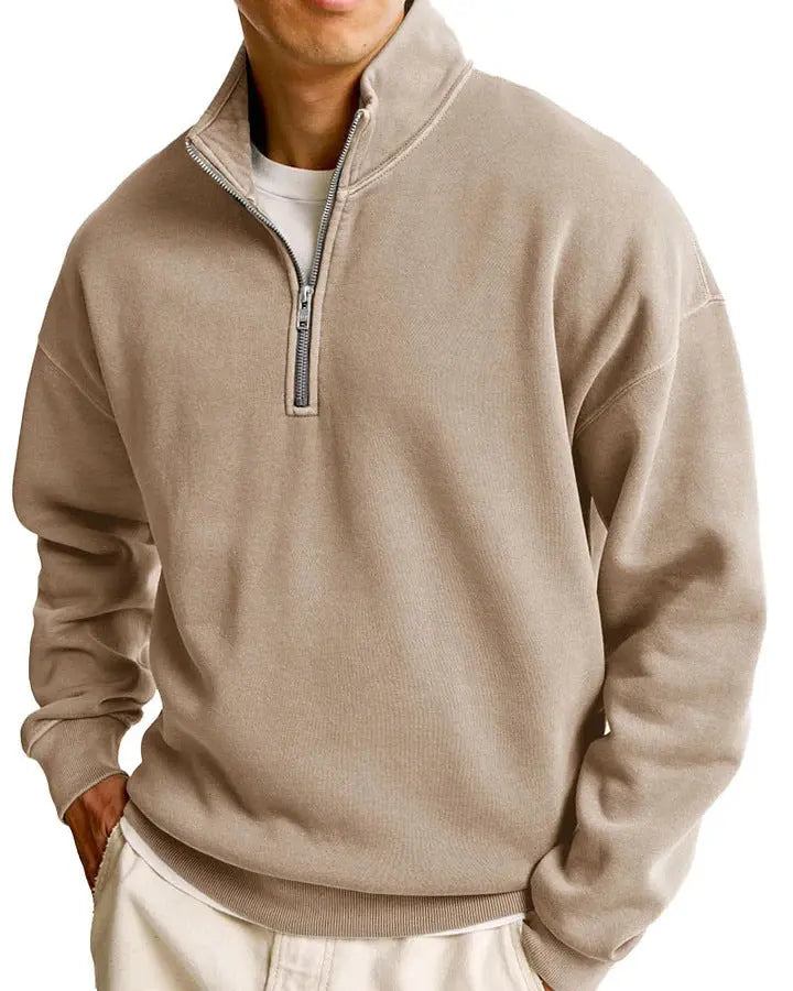 Men's Casual Half Zipped Stand Collar Long-sleeved Sweater My Store