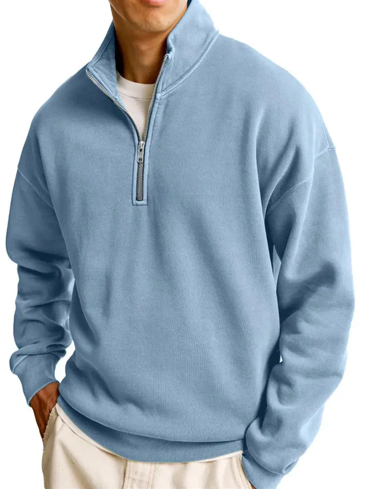 Men's Casual Half Zipped Stand Collar Long-sleeved Sweater My Store