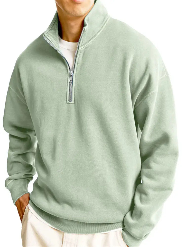 Men's Casual Half Zipped Stand Collar Long-sleeved Sweater My Store
