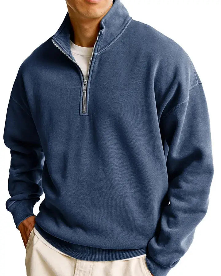 Men's Casual Half Zipped Stand Collar Long-sleeved Sweater My Store