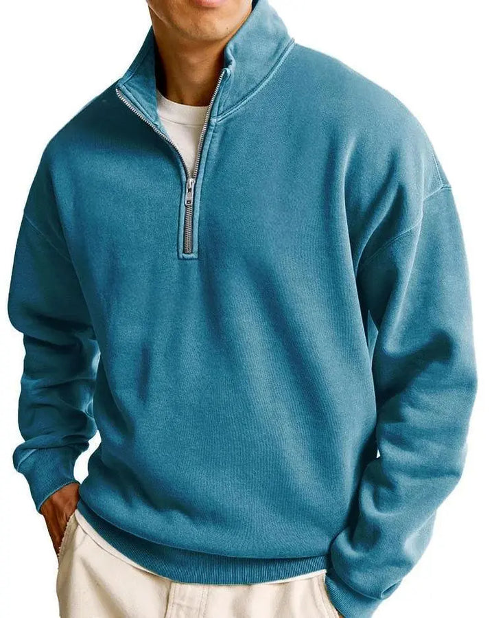 Men's Casual Half Zipped Stand Collar Long-sleeved Sweater My Store