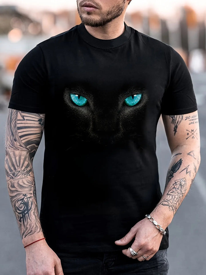 Men's Fashionable Color Blocked Short Sleeved Round Neck T-shirt, Summer Outdoor, 3D Heartbeat And Airplane Graphic Printing Online Shopping