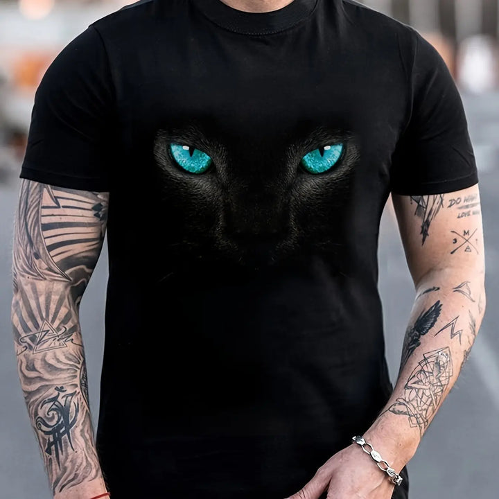 Men's Fashionable Color Blocked Short Sleeved Round Neck T-shirt, Summer Outdoor, 3D Heartbeat And Airplane Graphic Printing Online Shopping