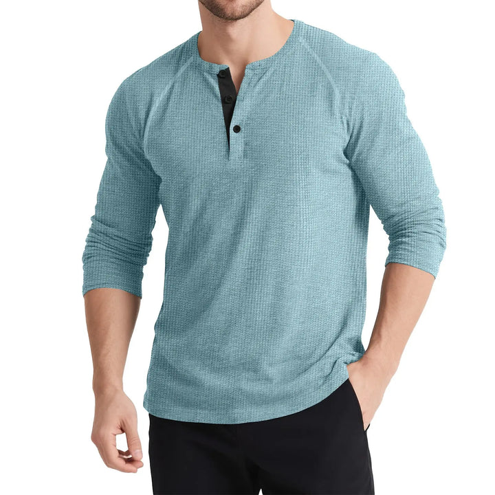Men's Retro T-shirt Three-button Color Matching Sweater Online Shopping