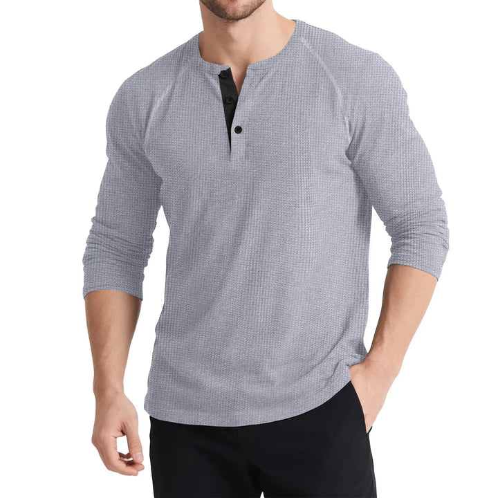 Men's Retro T-shirt Three-button Color Matching Sweater Online Shopping