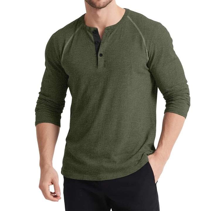 Men's Retro T-shirt Three-button Color Matching Sweater Online Shopping