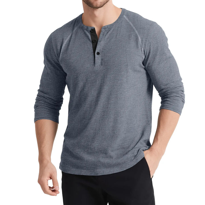 Men's Retro T-shirt Three-button Color Matching Sweater Online Shopping