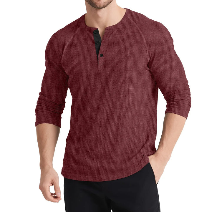 Men's Retro T-shirt Three-button Color Matching Sweater Online Shopping
