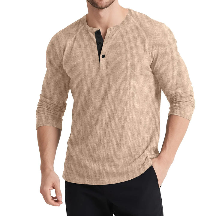Men's Retro T-shirt Three-button Color Matching Sweater Online Shopping