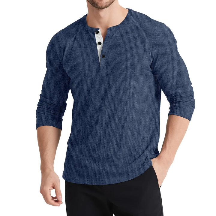 Men's Retro T-shirt Three-button Color Matching Sweater Online Shopping
