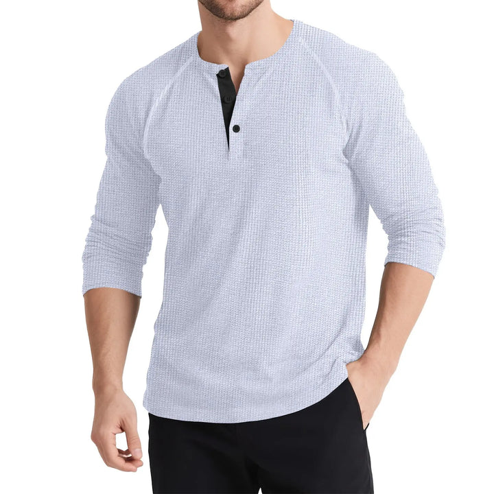Men's Retro T-shirt Three-button Color Matching Sweater Online Shopping