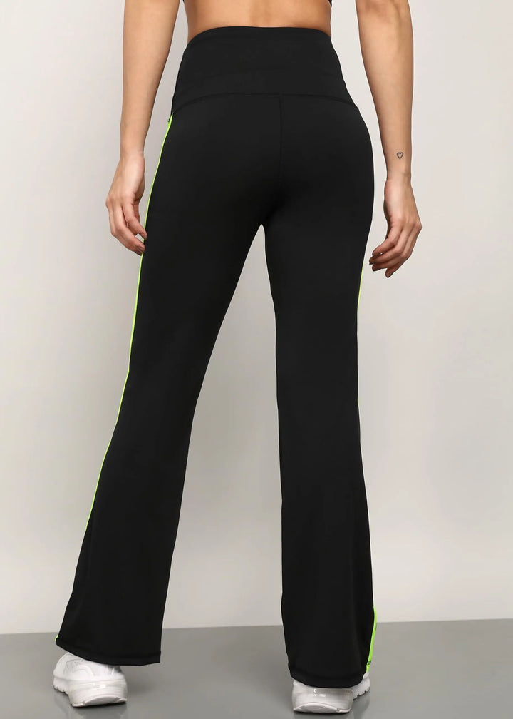 Rock Paper Scissors Premium Flare Gym Pants High Waist Stretchable Flared Leggings with Side Stripes My Store